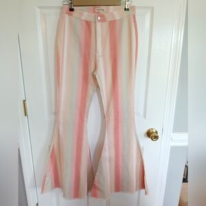 Pastel Striped Peach Love Flare Bell Bottom  Jeans Y2K Festival Laney Wilson Med